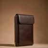 Espresso leather zip portfolio case
