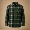 Forest green checked brushed flannel overshirt
