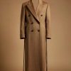 Camel double-breasted wool overcoat