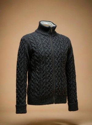 Charcoal cashmere half-zip sweater