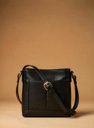 Black pebbled leather crossbody bag