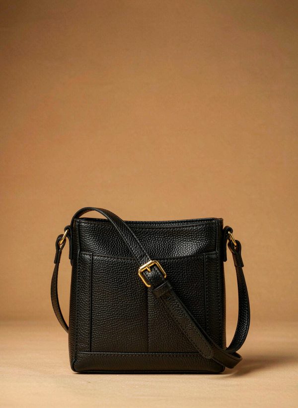Black pebbled leather crossbody bag