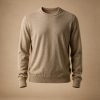 Oatmeal fine-gauge merino crewneck sweater