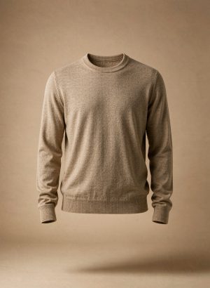 Oatmeal fine-gauge merino crewneck sweater
