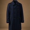 Navy wool melton peacoat with anchor buttons