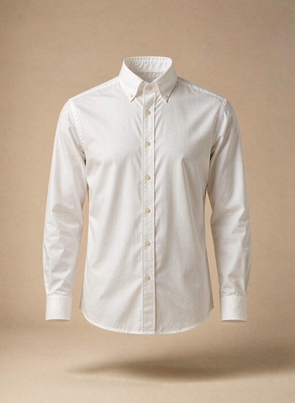 White oxford cotton shirt with button-down collar