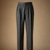 Charcoal pleated wool trousers