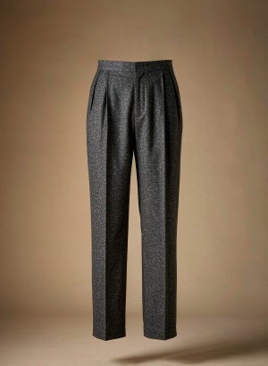 Charcoal pleated wool trousers
