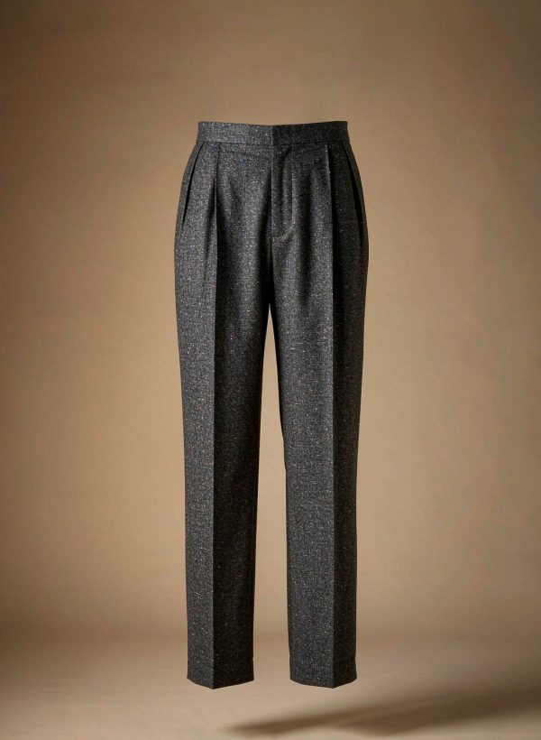 Charcoal pleated wool trousers