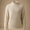 Ivory ribbed wool roll-neck sweater