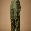 Olive cotton twill cargo trousers